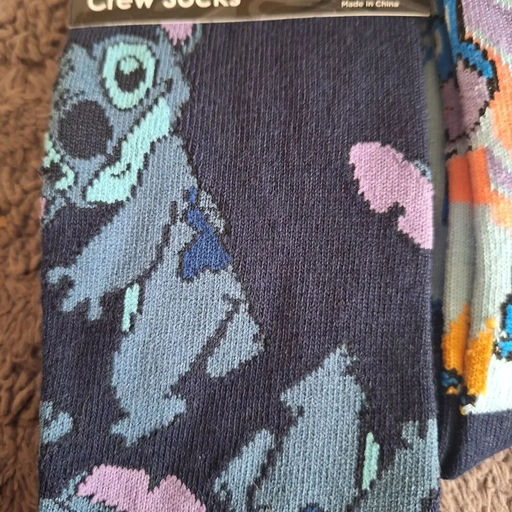 Disney LILO & STITCH Unisex Socks 3 Pair Multi Colors Stretchy‎ Size 9-13